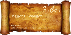 Hegyesi Csongor névjegykártya